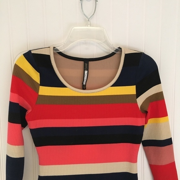 Anthropologie Plenty by Tracy Reese Vivid Striped Ribbed Knit Bodycon Dress XS - Picture 3 of 13